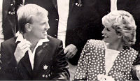 Hugh having a joke with Princess Diana