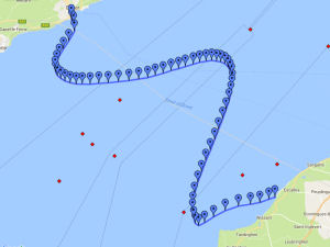 Rob's track across the Channel