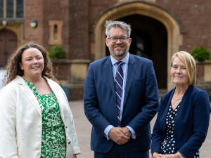 OB Day 2025 - the Head, Bart Wielenga, with Arabella Whitehead (OB Day President, right) and Katharine Sendell (OB Club Chair)