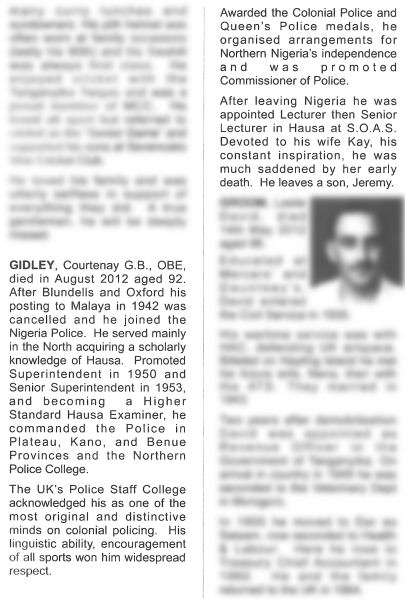 Gidley obituary