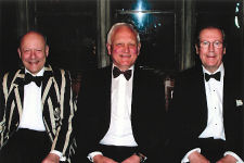 John Palmer, the Captain of the 1956 Blundell's team flanked by David Bentata (Oxford) and Ben Wrey (Cambridge)