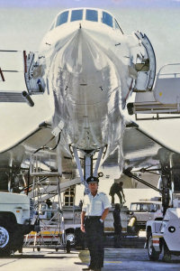 Michael Riley: Captain Mike under his plane the 'Concorde'