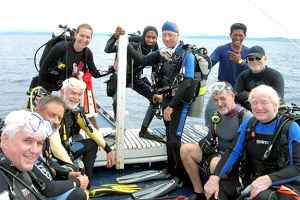 Mike Welford (3rd from the left) and fellow divers