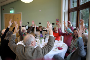 Winter lunch diners in good cheer